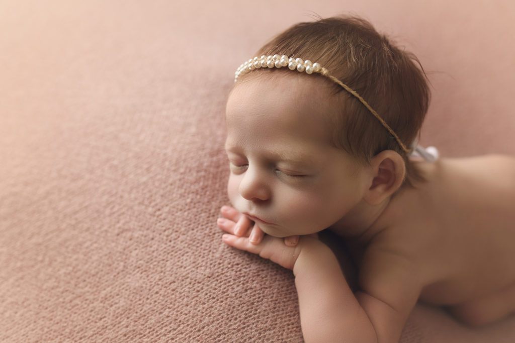 newborn girl on pink blanket - sally salerno photography 03