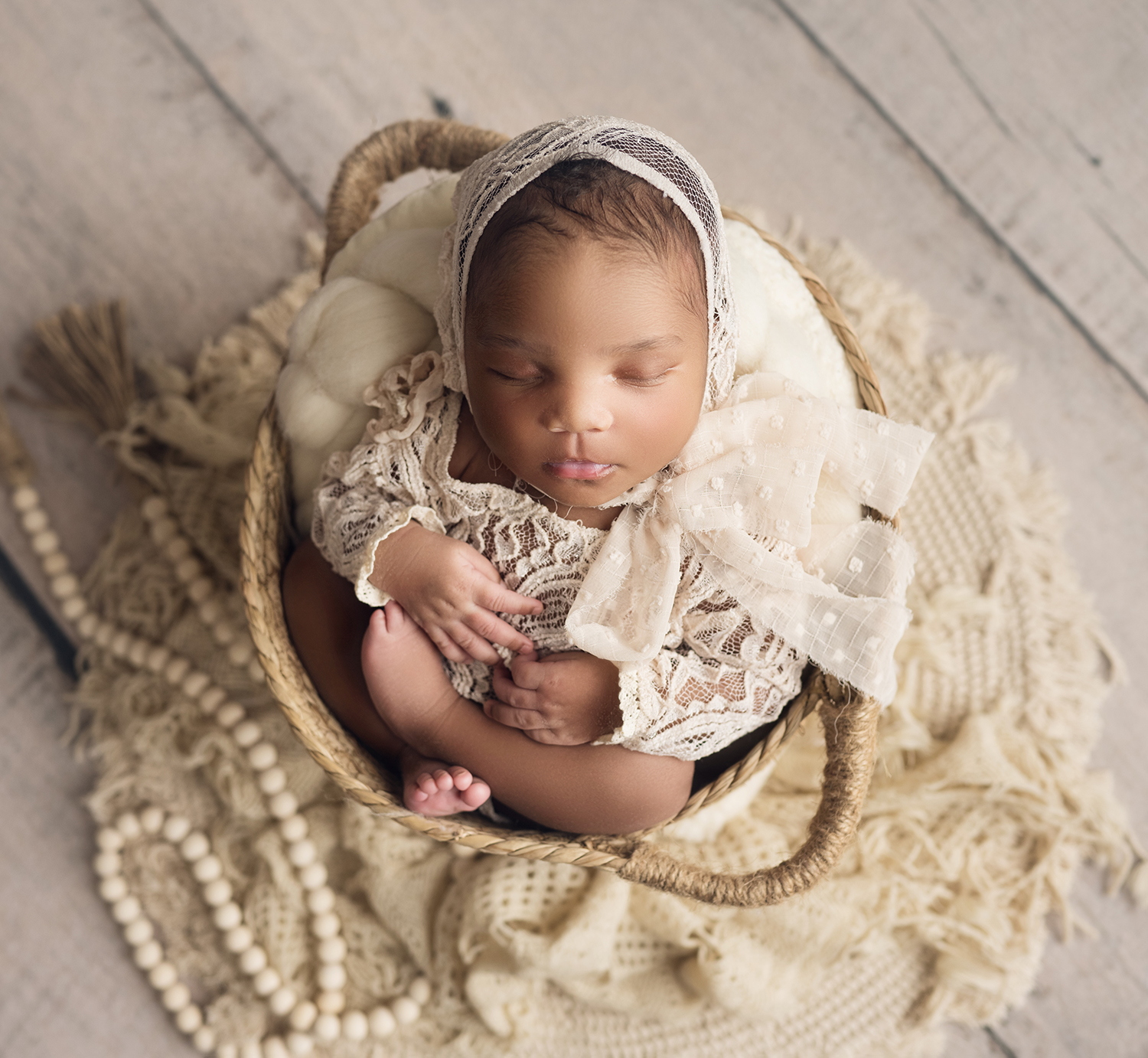 Beautiful Baby Sleeping in a Basket